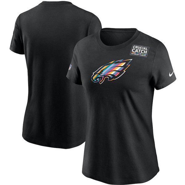 Women's Philadelphia Eagles Black NFL 2020 Sideline Crucial Catch Performance T-Shirt(Run Small) Women's Philadelphia Eagles Black NFL 2020 Sideline Crucial Catch Performance T-Shirt(Run Small)